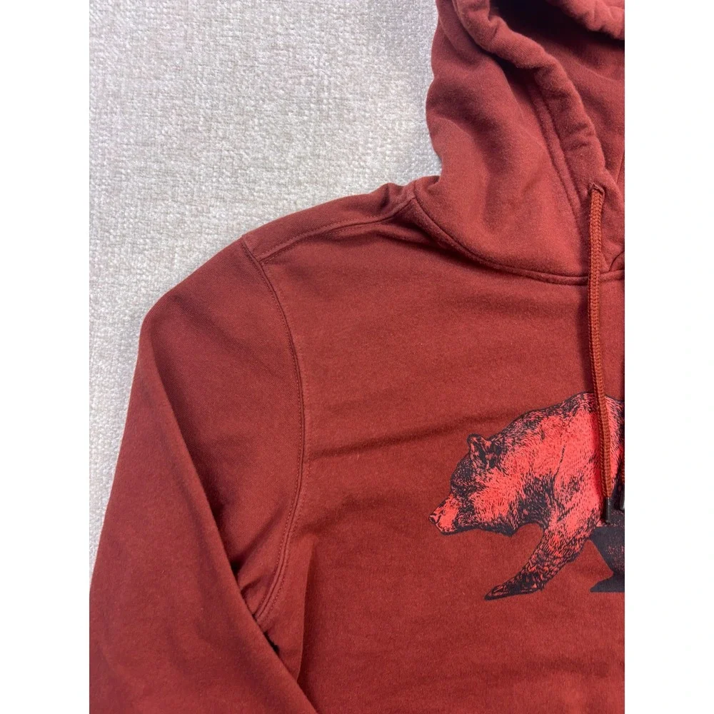 The North Face Mens Bear Graphic Pullover Hoodie Rust Red Size M